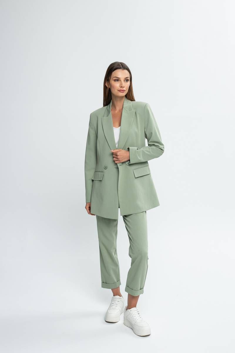 Oversized double breasted blazer in pastel green  STAIN
