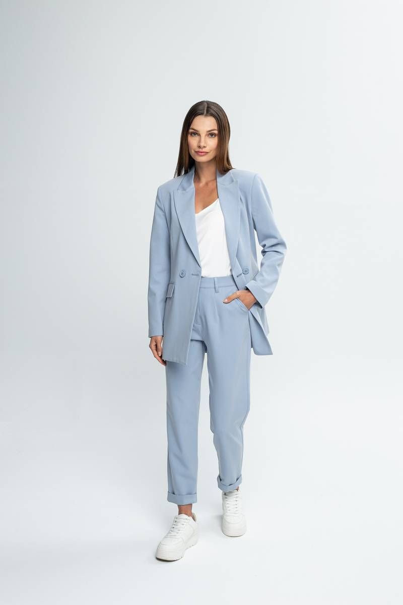 Oversized double breasted blazer in pastel blue  STAIN