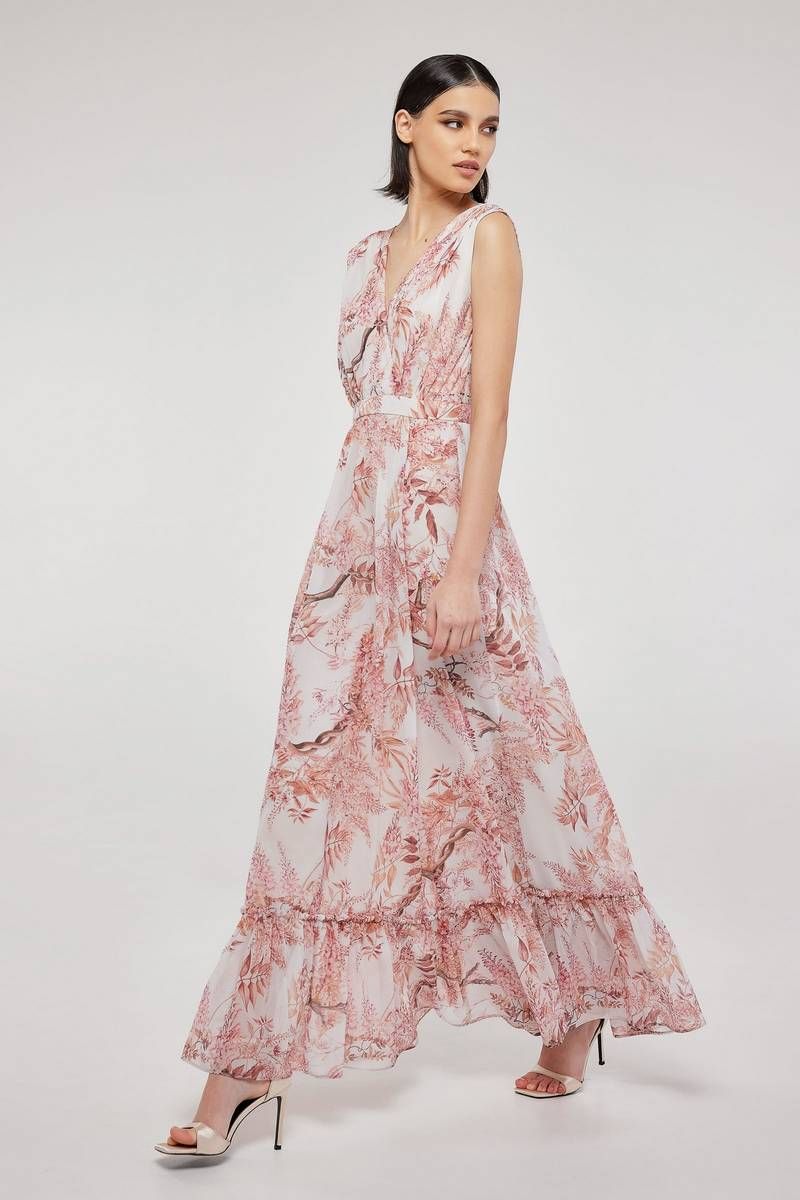 Maxi wrap dress in pink floral LORENA 