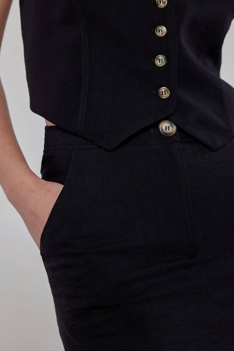 Mini linen black skirt NELLIE 