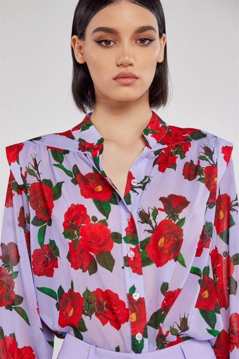 Long sleeve floral print mandarin shirt JASINTO