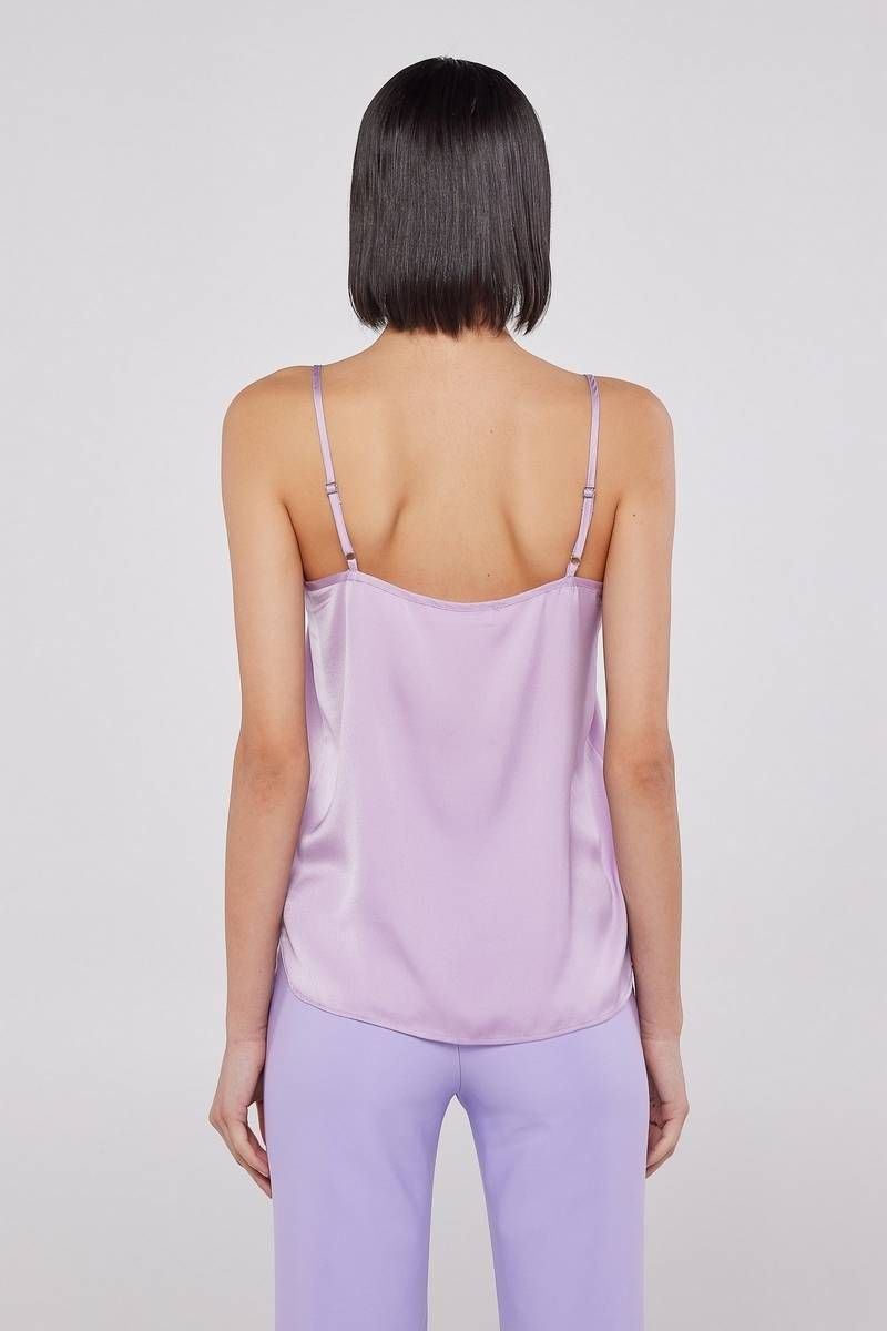 Satin cami top in lilac LAYLA 