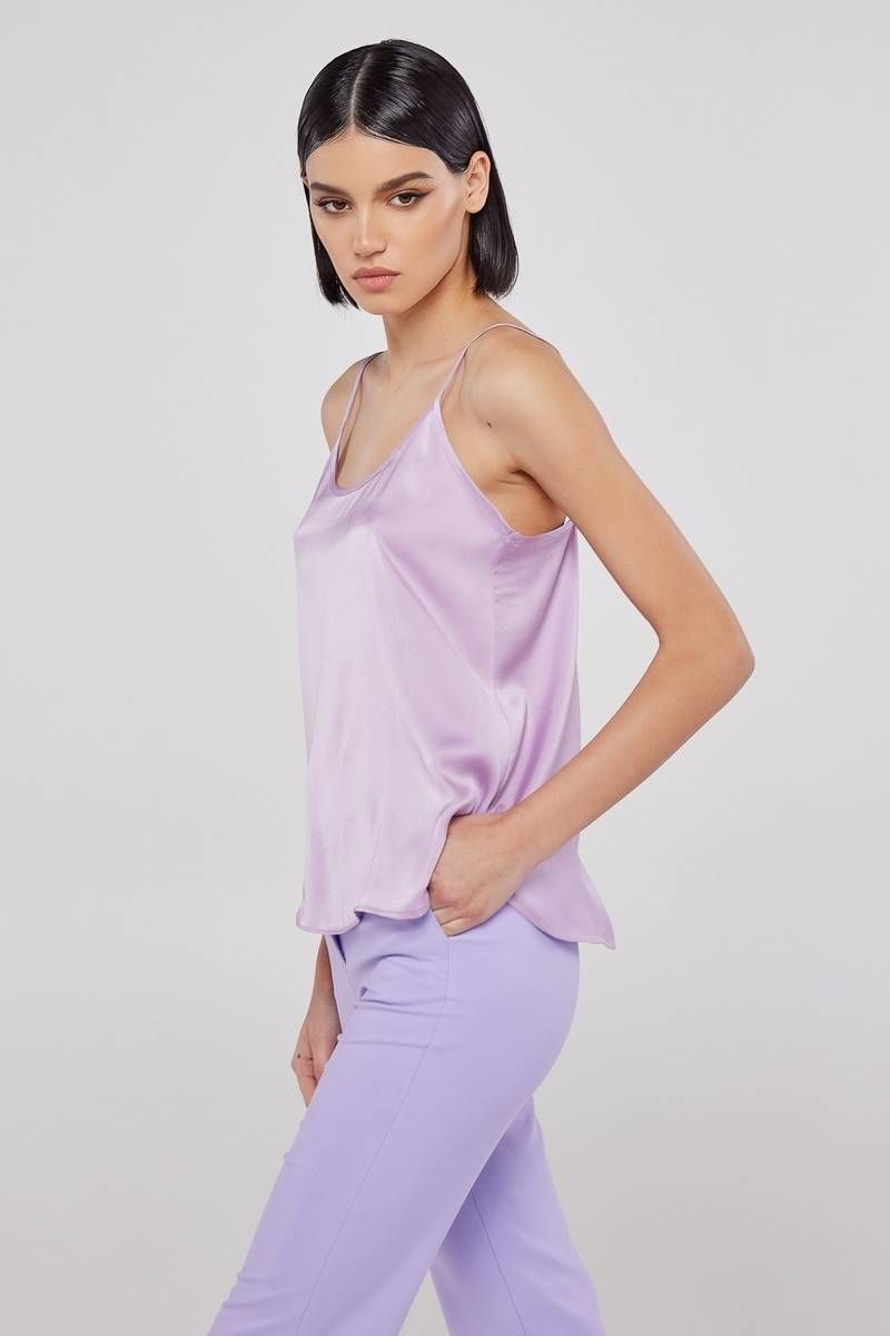 Satin cami top in lilac LAYLA