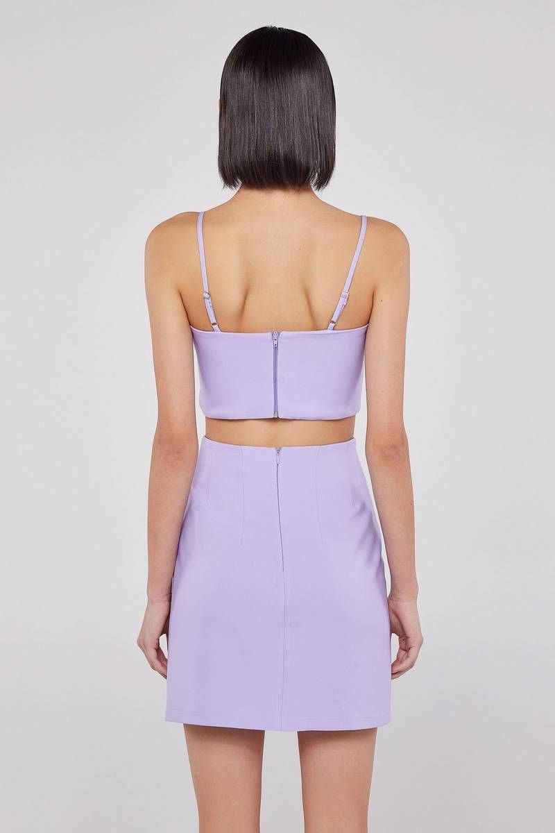 Lilac mini skirt split hem ELIA 