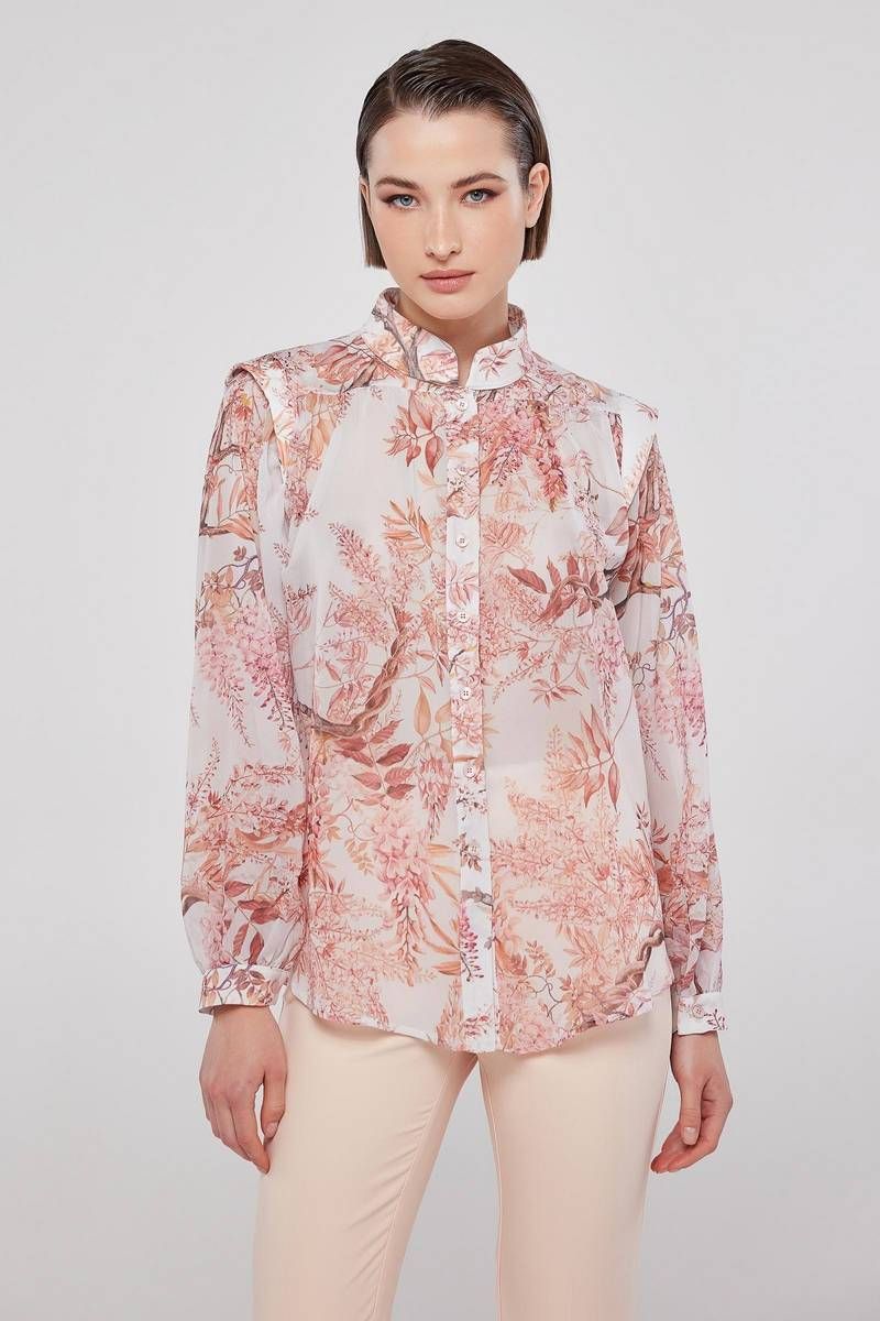 Mandarin collar floral print shirt CHLOE