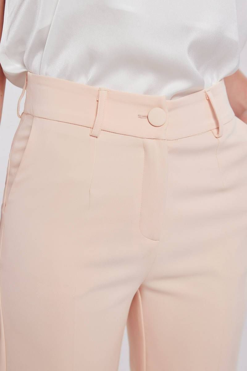 Straight leg light pink cropped trousers LEONA