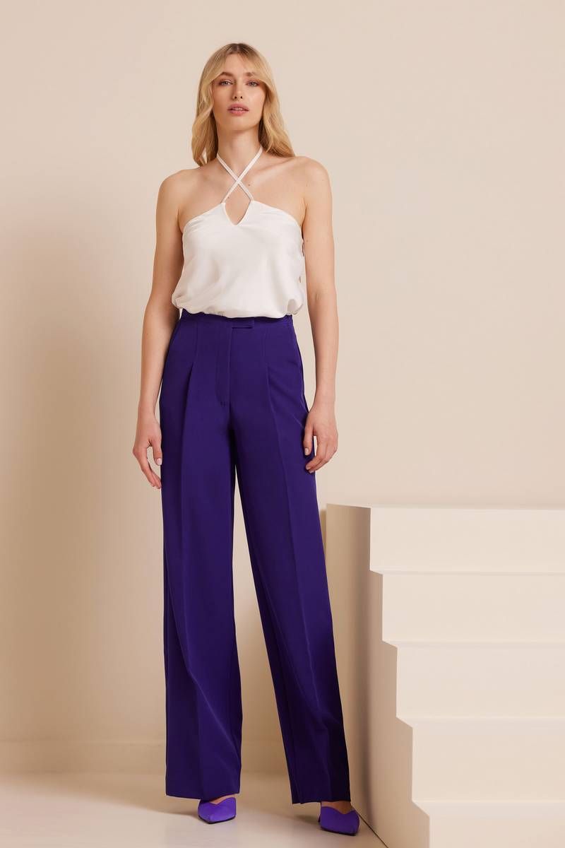 Pleated wide leg purple trousers ZADE