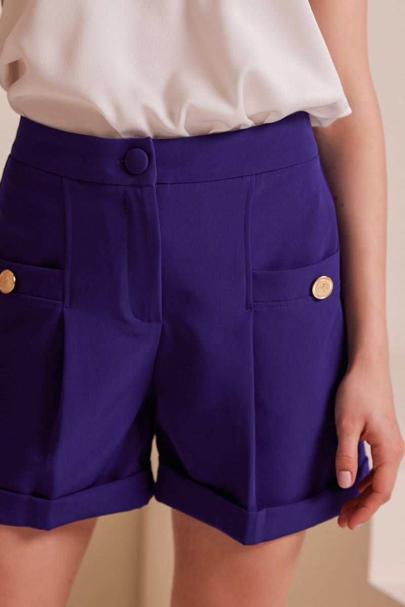 Pressed crease high waist purple shorts SHANNAH 