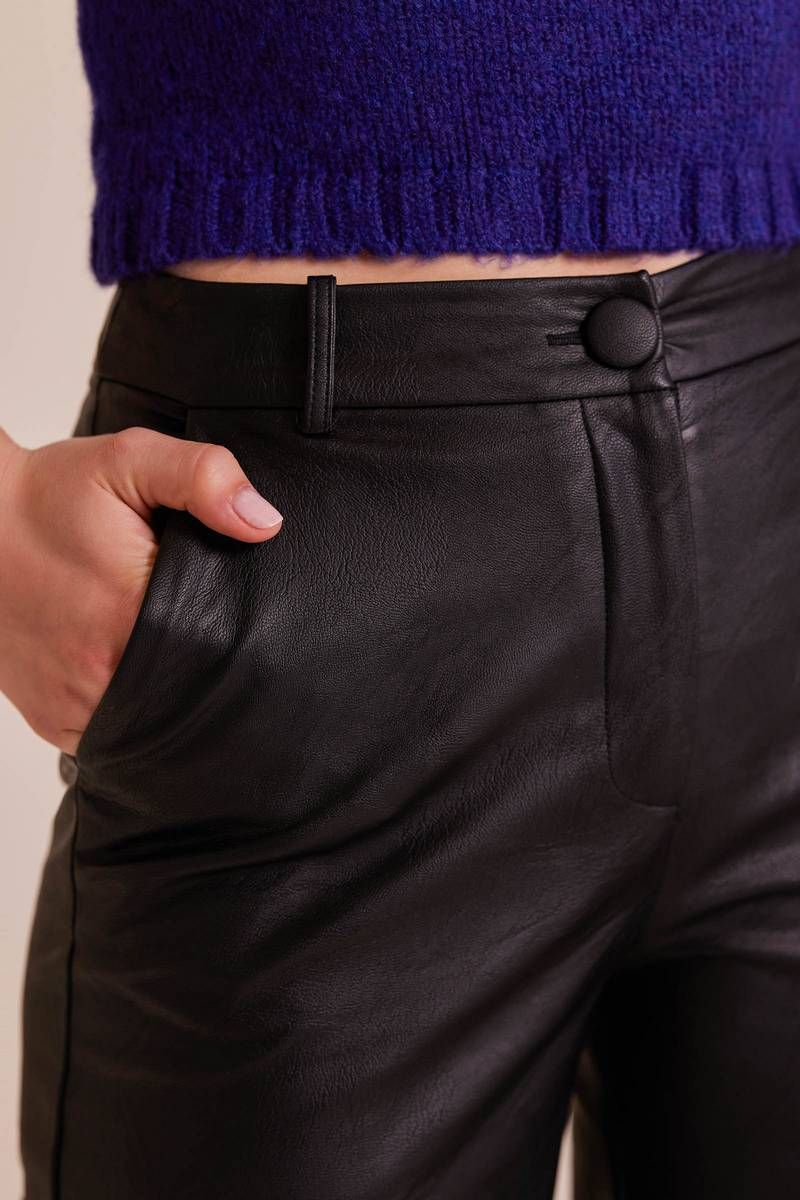 Faux leather wide leg trousers JUNI