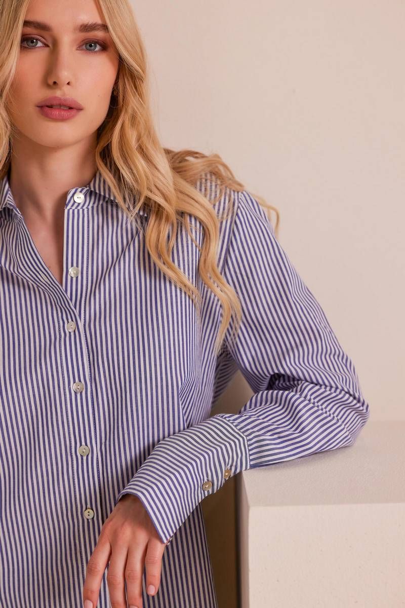 Asymmetric striped cotton poplin shirt COLBY  