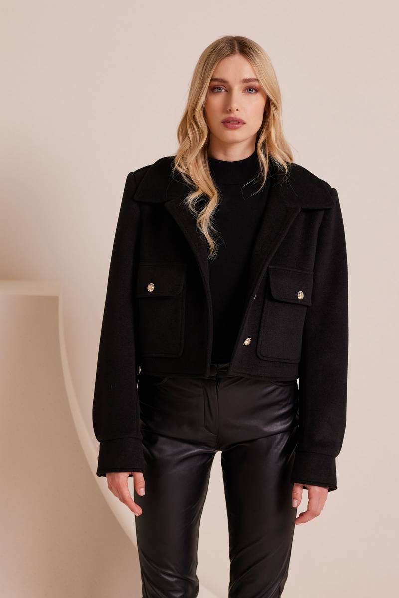 Gold-buttoned black jacket CARLA