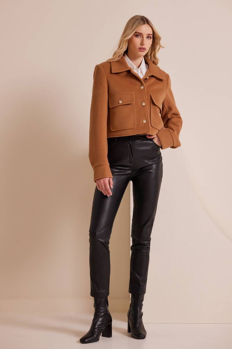 Gold-buttoned camel jacket CARLA