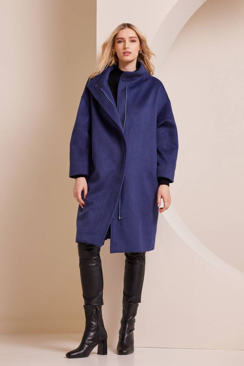 Wool-blend oversized blue coat SINA