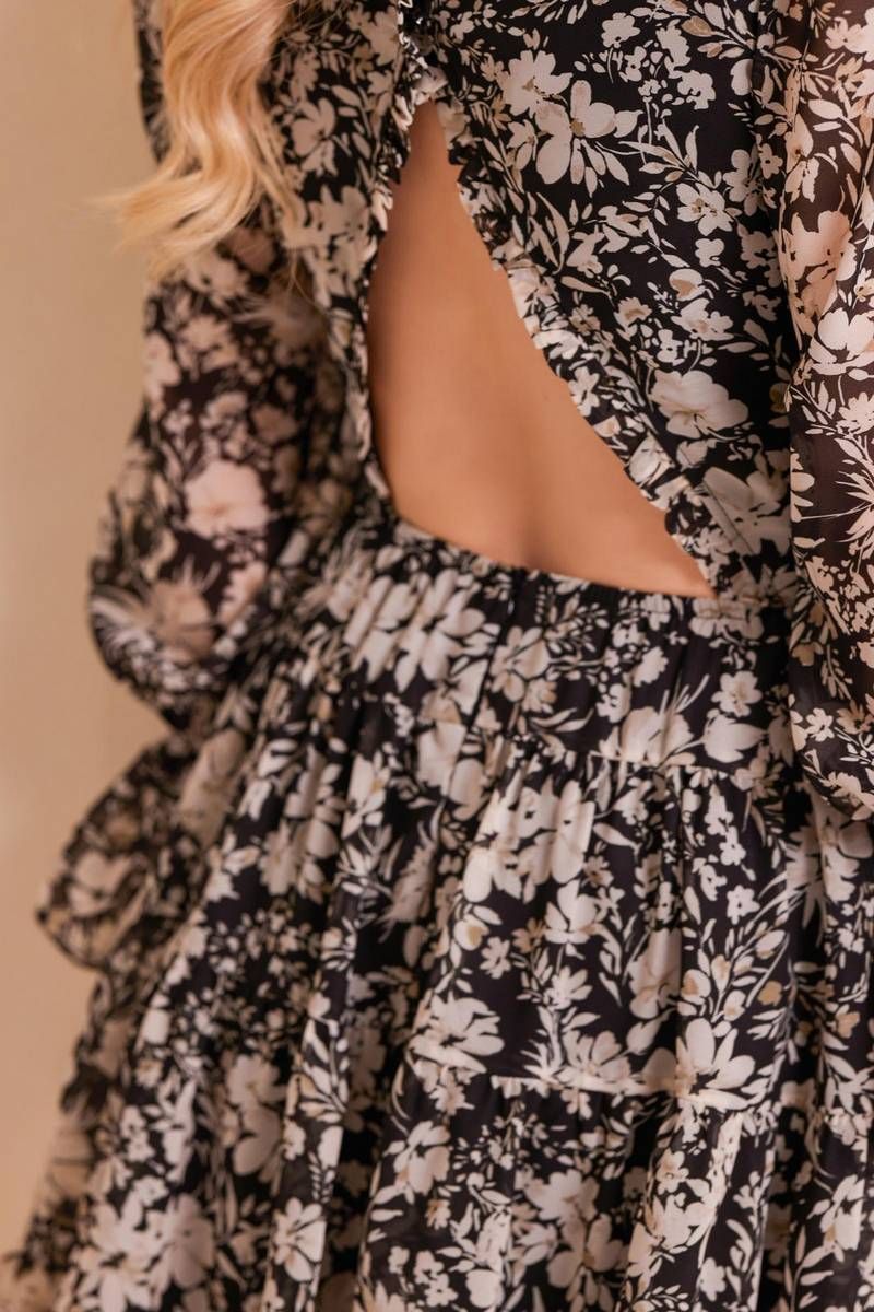 Open back mini dress in floral print CARMEN 