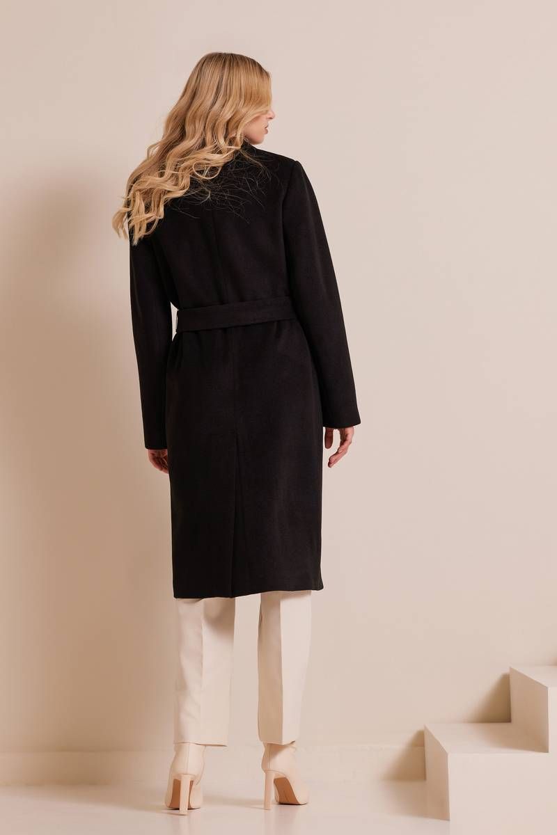 Double-breasted belted black coat WILLOM