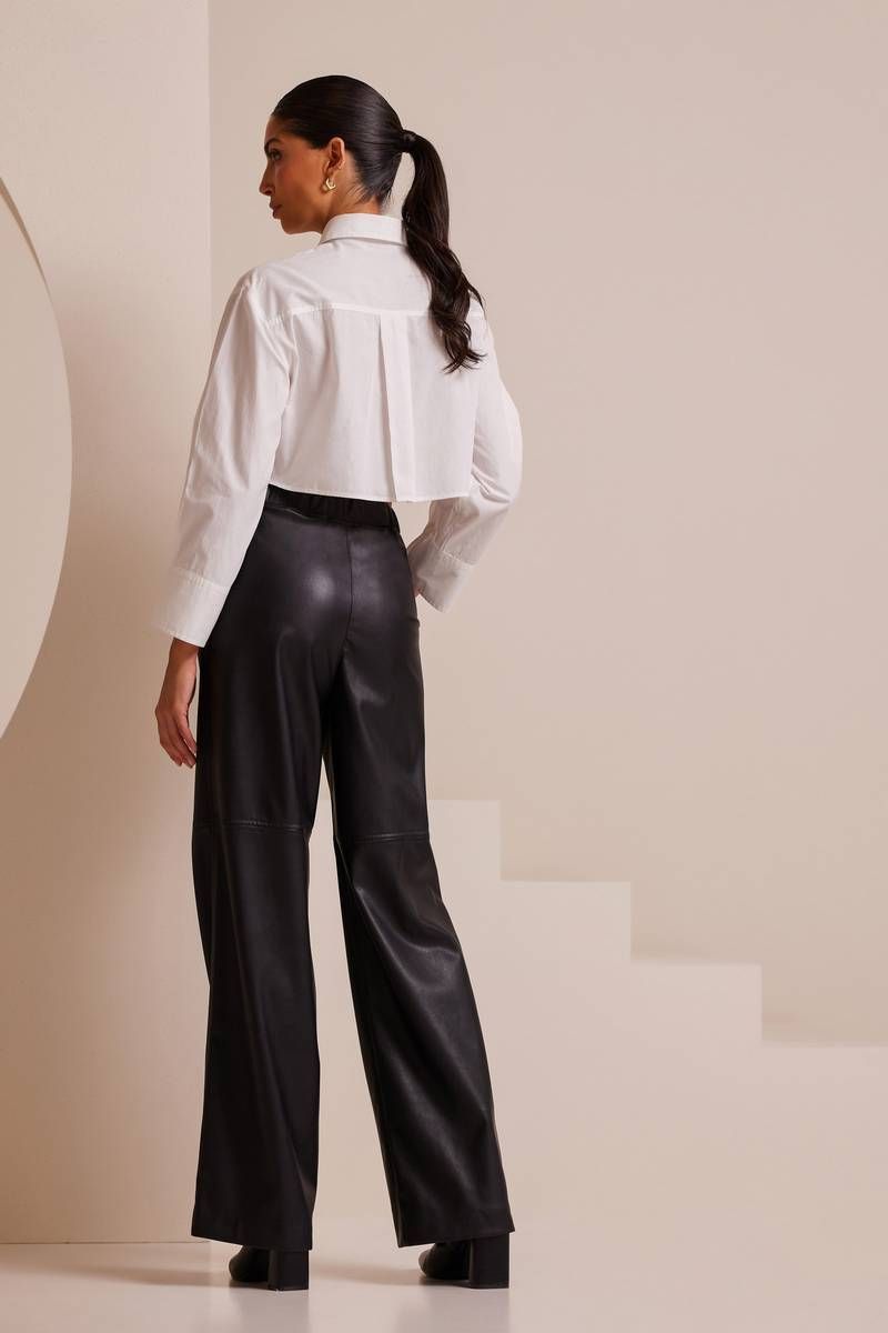Faux leather loose black trousers NENA