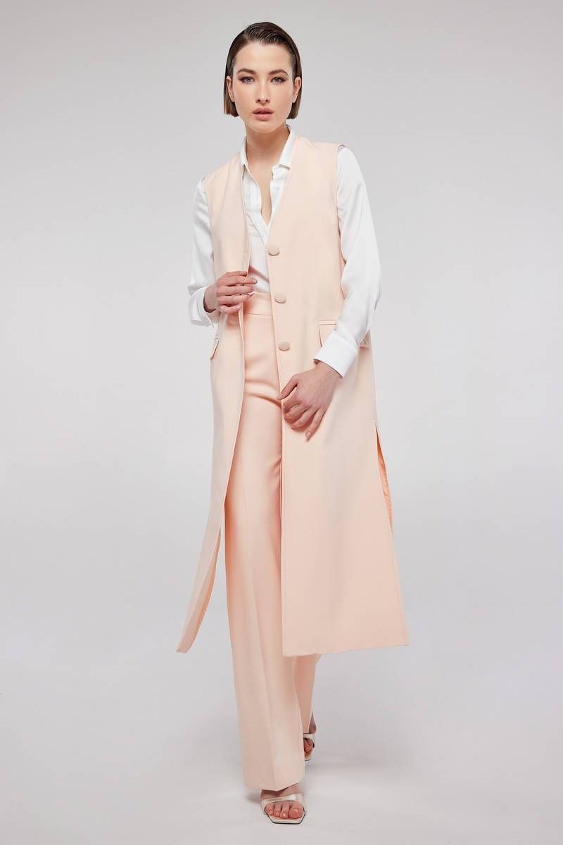 Sleeveless light pink blazer vest ROSANA