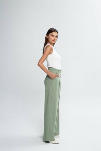 High-waist wide leg trousers in pastel green CANONS