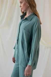 Linen oversized green shirt PRESTOM