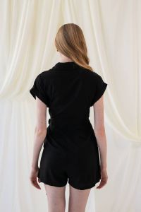 Οne-piece linen black shorts LOVELYN