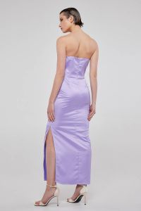 Bandeau satin lilac maxi dress WILLOW