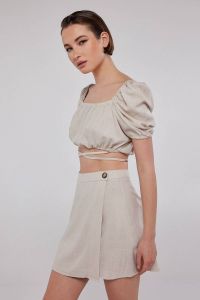 Mini linen wrap skirt in vanilla JOSELYN 