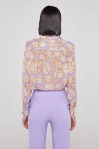 Long sleeve lilac floral print shirt BELLE