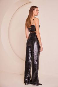 Black sequin trousers PLEATED