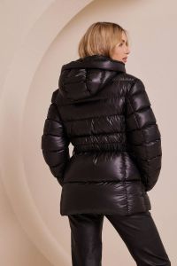 Black puffer hooded jacket PEONY 