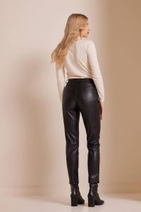 Faux leather tight fit black trousers ROSEL