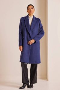 Woοl-blend blue coat INESSA