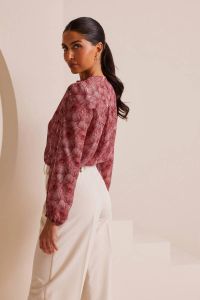 Long sleeve floral print “V” neck top GENNA