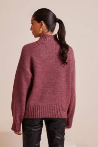 Turtleneck rhinestone bordeaux sweater VANINA  