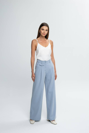 High-waist wide leg trousers in pastel blue CANONS