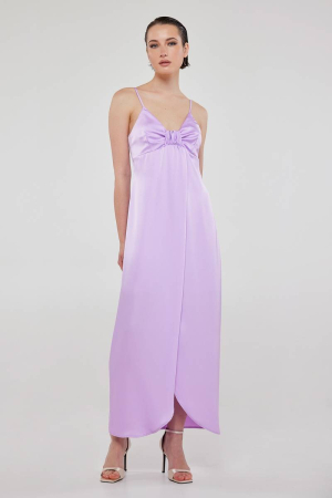 Satin lilac maxi wrap dress JOSIE 