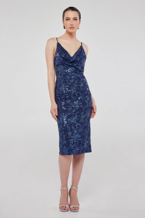 Blue sequined pencil dress FLATEY 