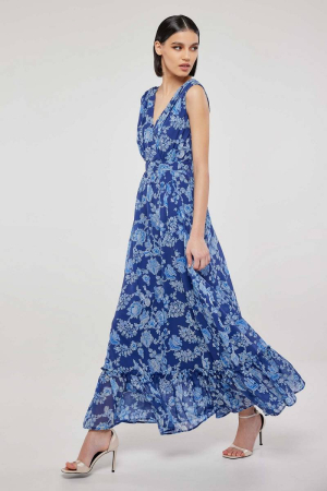 Maxi wrap dress in blue floral LORENA 