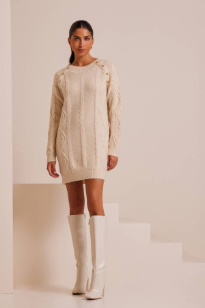 Cable knitted mini vanilla dress THEMIS   