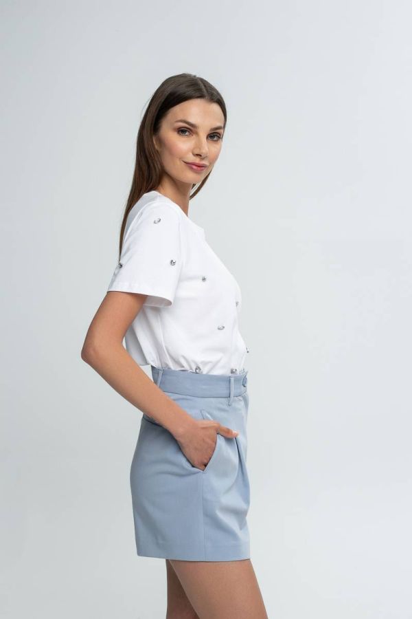 High-waisted shorts in pastel blue THOM