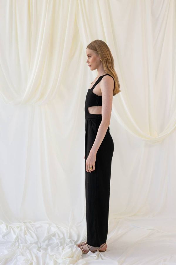 Linen black jumpsuit WAVERLY