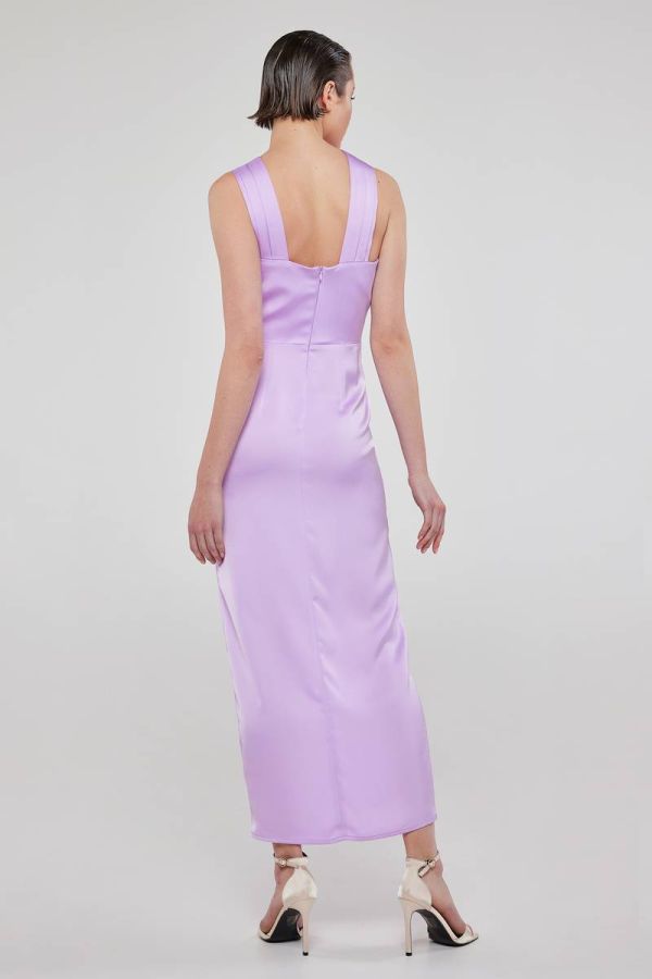Ηalter neck midi dress in satin lilac REAGAN