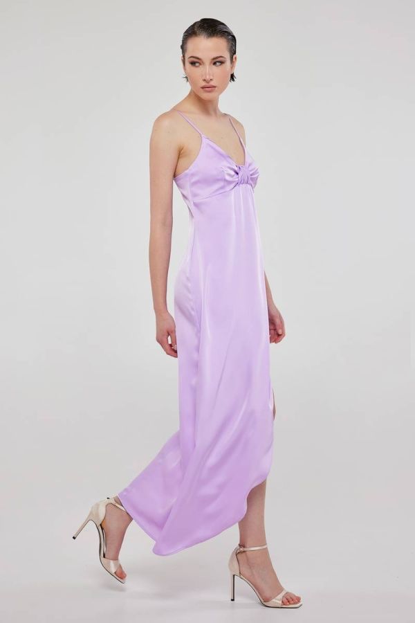 Satin lilac maxi wrap dress JOSIE 