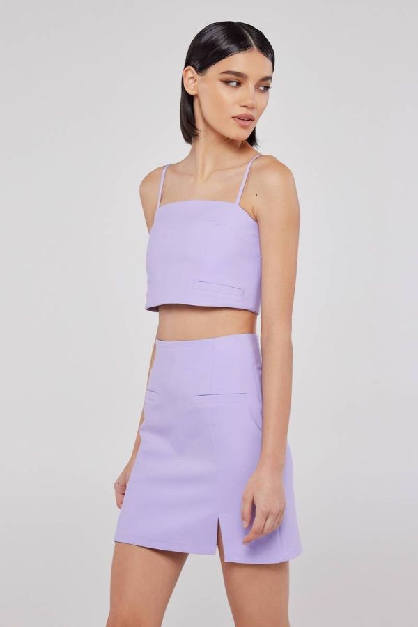 Lilac mini skirt split hem ELIA 