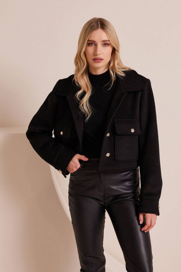 Gold-buttoned black jacket CARLA