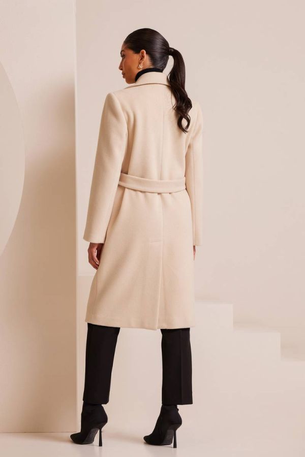 Double-breasted belted vanilla coat WILLOM
