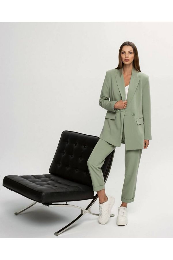 Oversized double breasted blazer in pastel green  STAIN