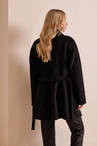 Παλτό μαύρο με ζώνη JUNIPER 