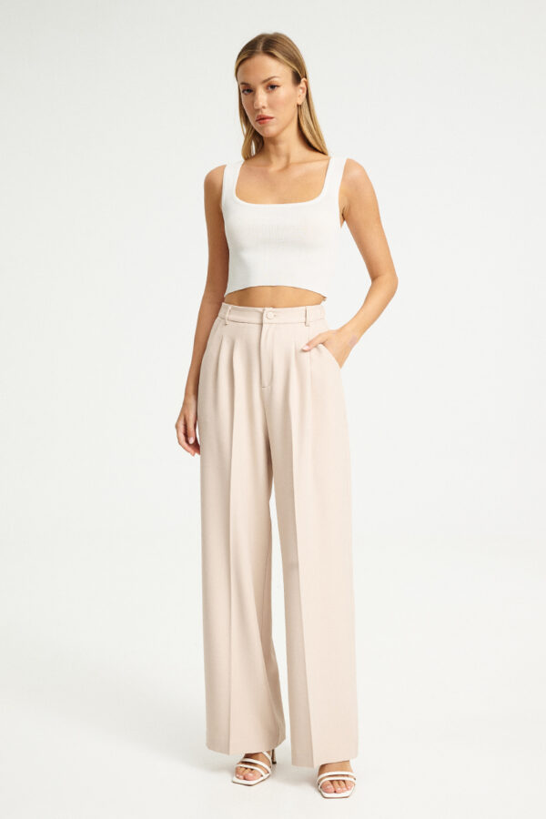 Πλεκτό Crop Top με Τετράγωνο Ντεκολτέ BONA KNIT TOP